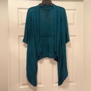 Eileen Fisher green blue sweater short sleeve cardigan